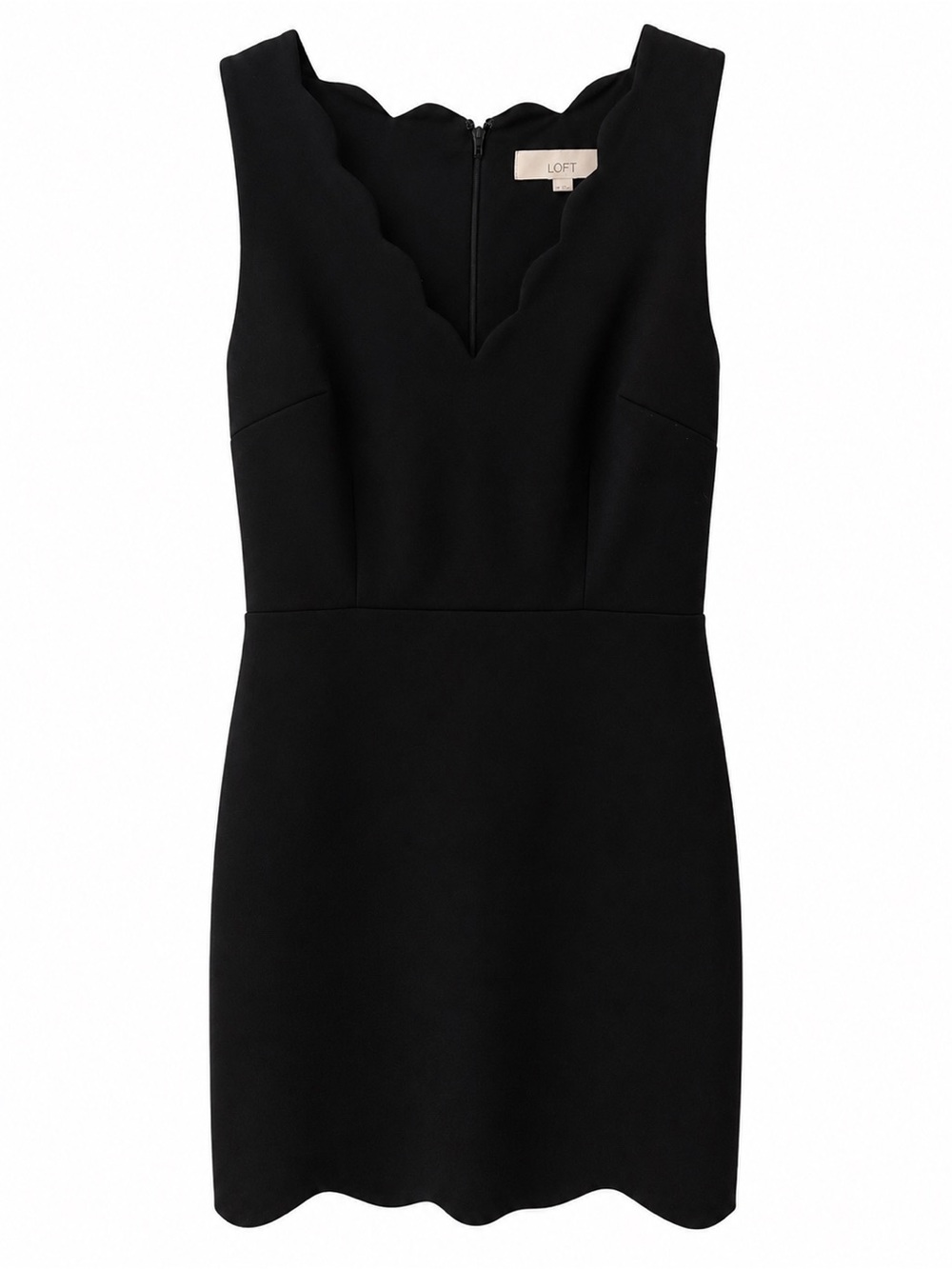 LOFT Black Scallop V-Neck Mini Dress